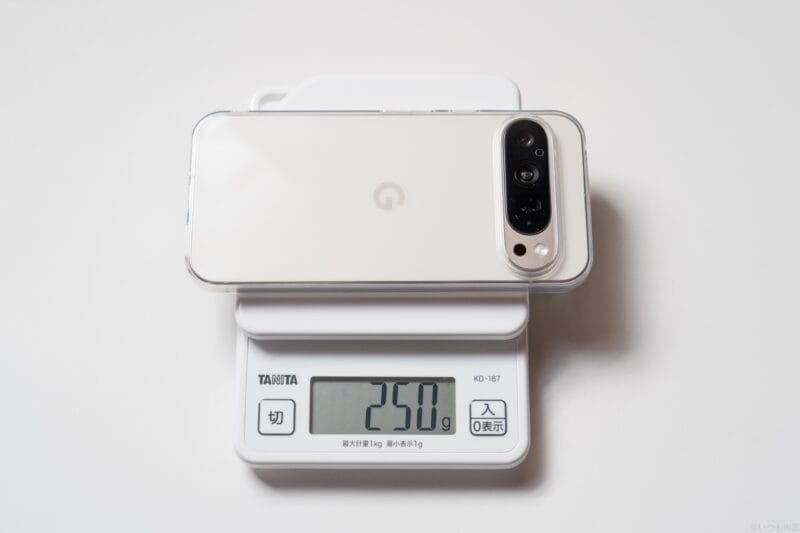 Google Pixel9 Pro XL ケース付きの重量